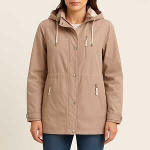 CROFT & BARROW Rain Jacket Small Water Repellant Coat Drawstring Removable Hood